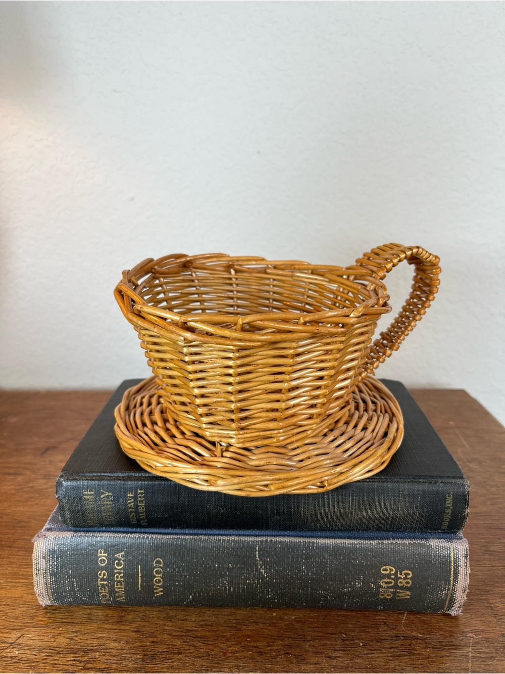 Woven Rattan Teacup Basket in Natural Brown